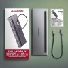 AXAGON HMC-4KX3 Wieloportowy hub USB 5Gbps, 3x USB-A, 2x HDMI + DP + GLAN +  SD/microSD + audio, PD 100W